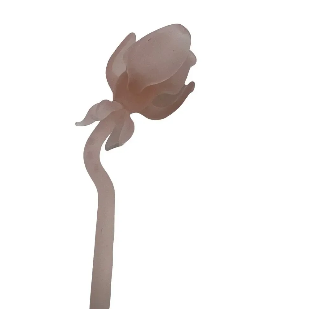4 Vintage FROSTED GLASS Tulip Floral Topped SWIZZLE STICKS MCM